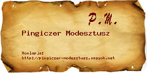 Pingiczer Modesztusz névjegykártya